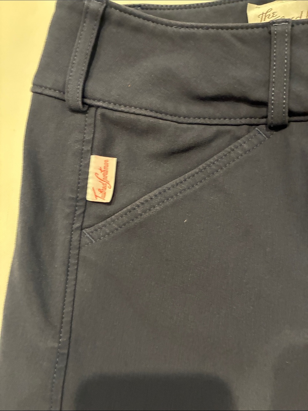 The Tailored Sportsman Riding Breeches Size 14 Navy Knee Patch Equestrian - Picture 7 of 15